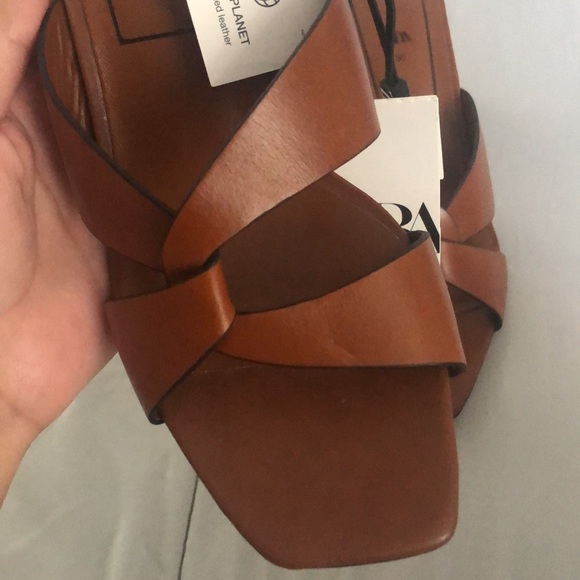 Zara heels. Zara brown leather heels - Picture 6 of 8